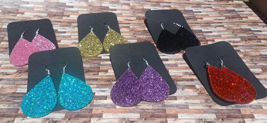 Earrings, Glitter Teardrop