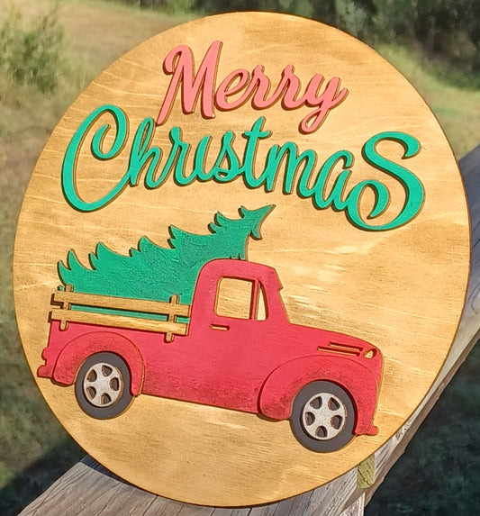 Door Hanger, Christmas Truck